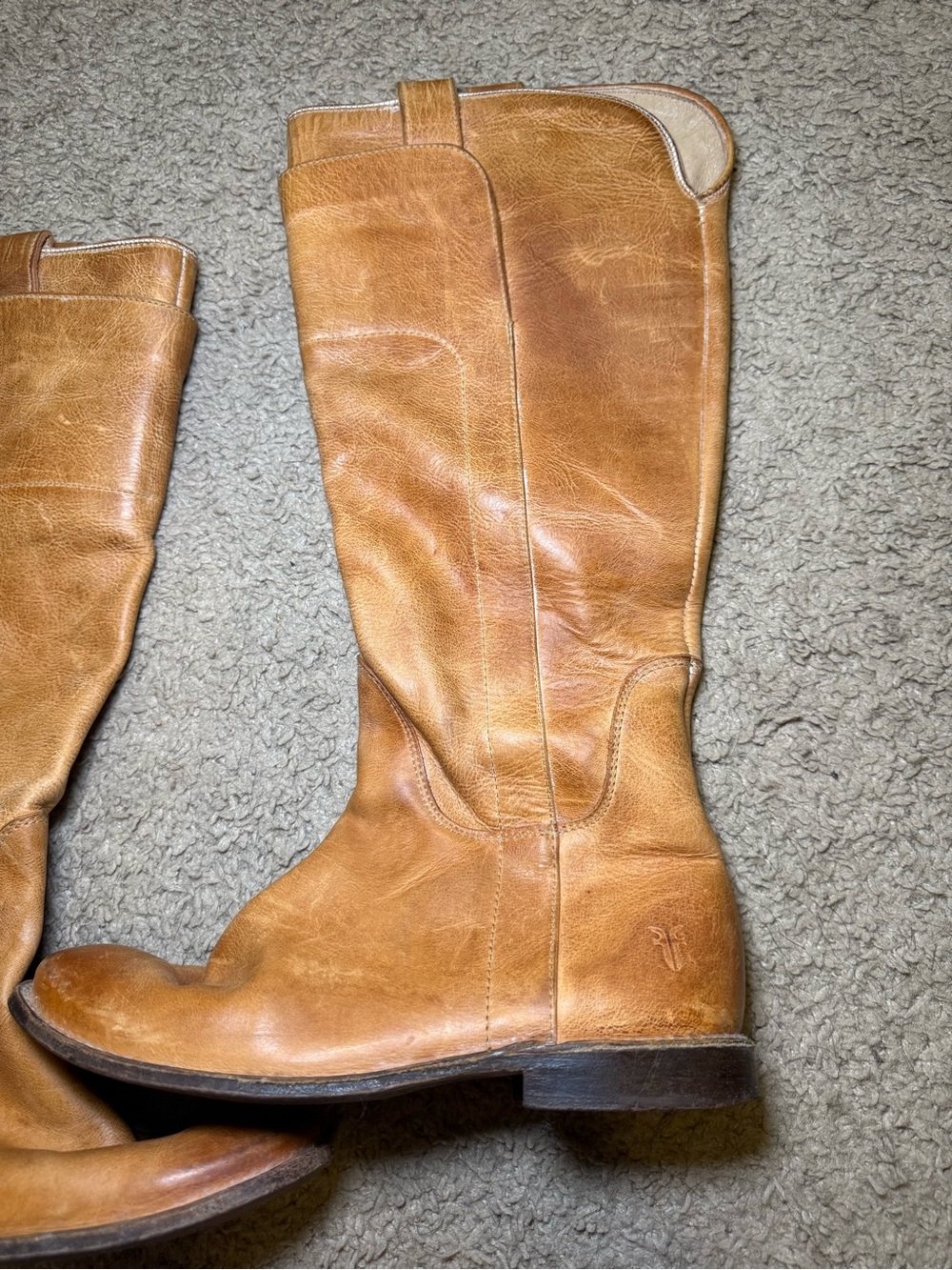 Frye Tall Leather Riding Boots in Cognac Brown - Picture 6 of 10